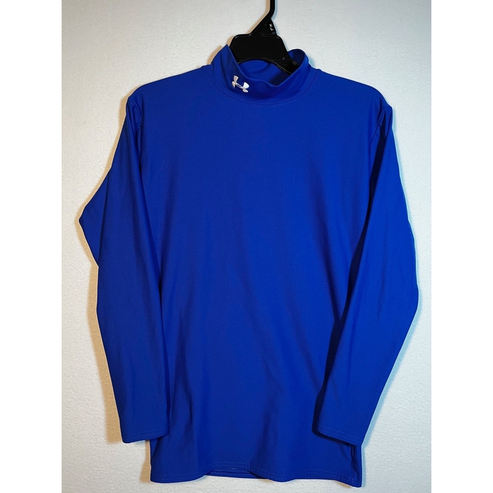 Women's Cold Gear Under Armour Fitted Blue Shirt Size LARGE Mock Neck